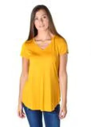 #483 Everyday Essential V-Neck Tee (Mustard)