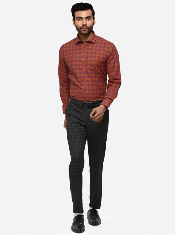 Black Super Slim Fit Checked Formal Trouser | Greenfibre