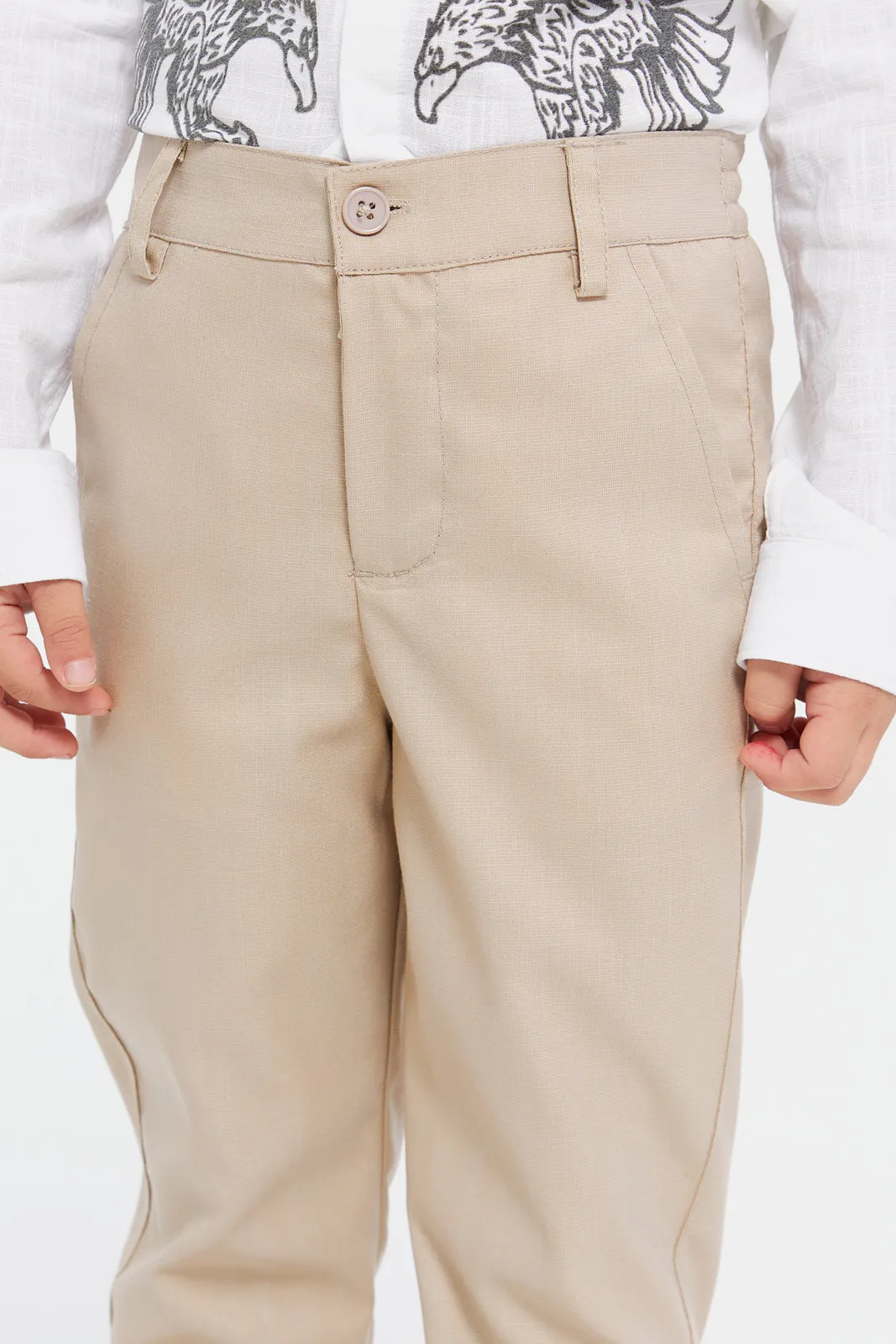 Boys Beige Formal Trouser