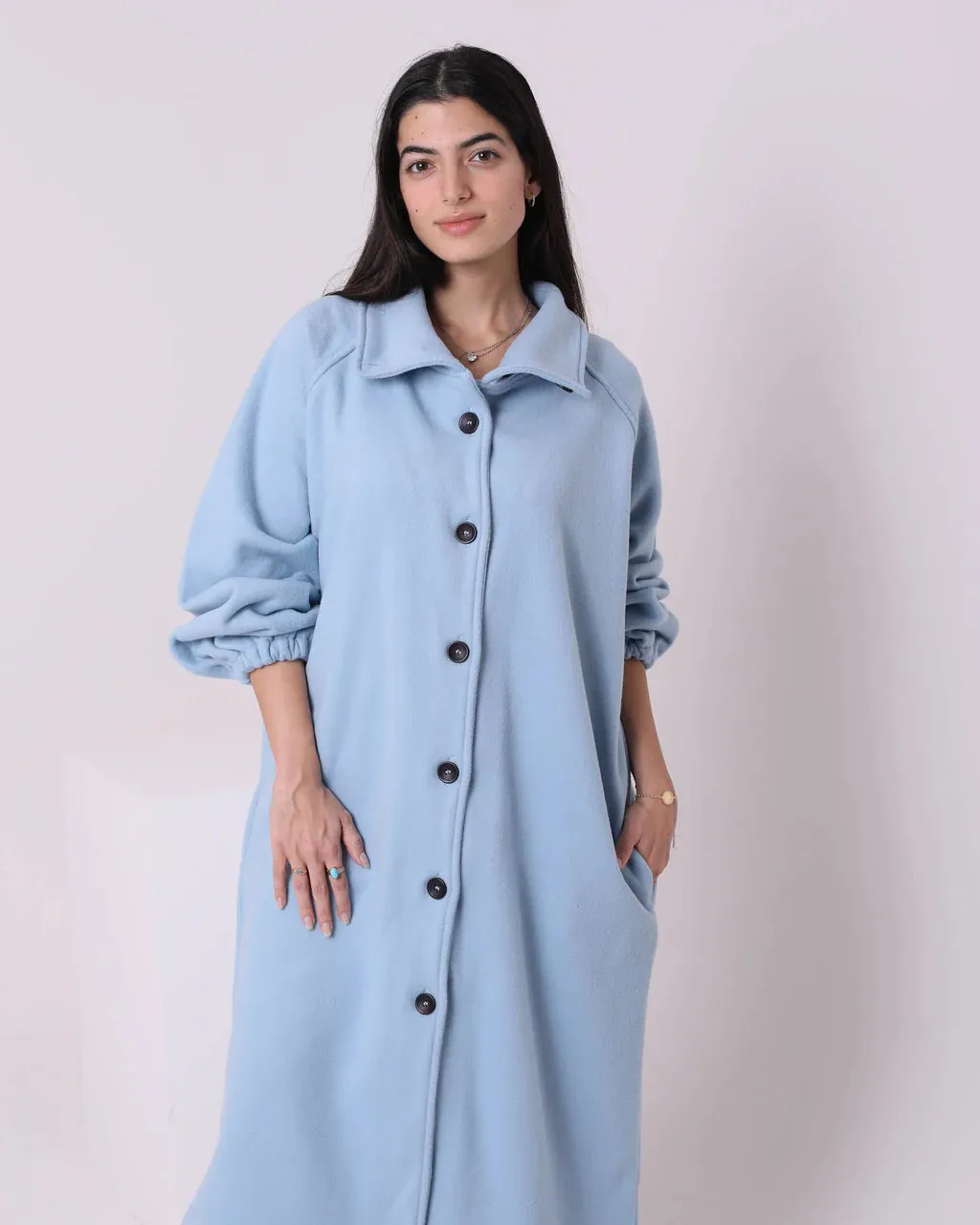 Buttons Long Coat (W718) - Just4Women