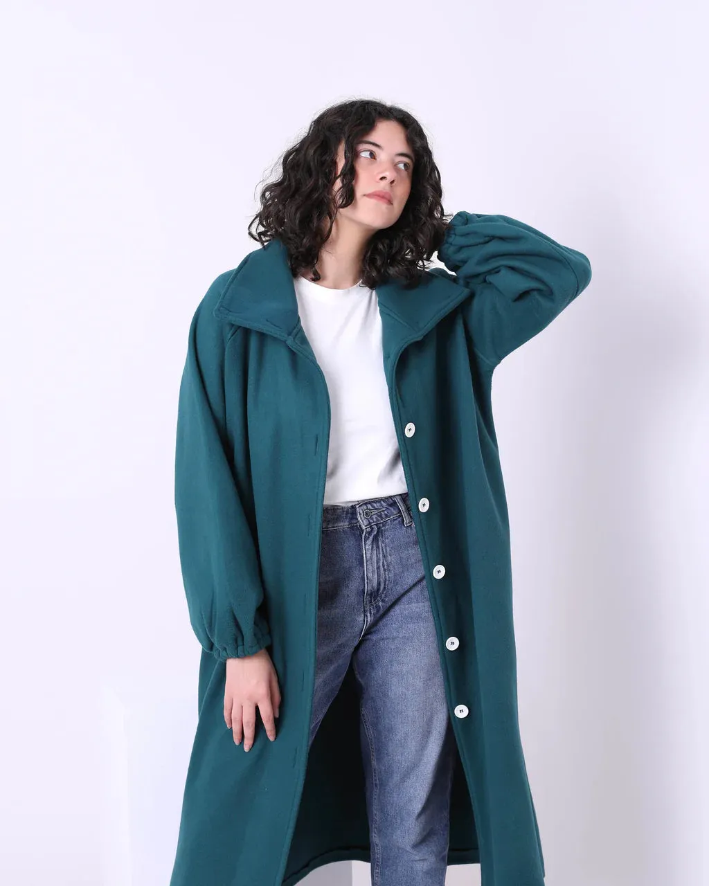 Buttons Long Coat (W718) - Just4Women