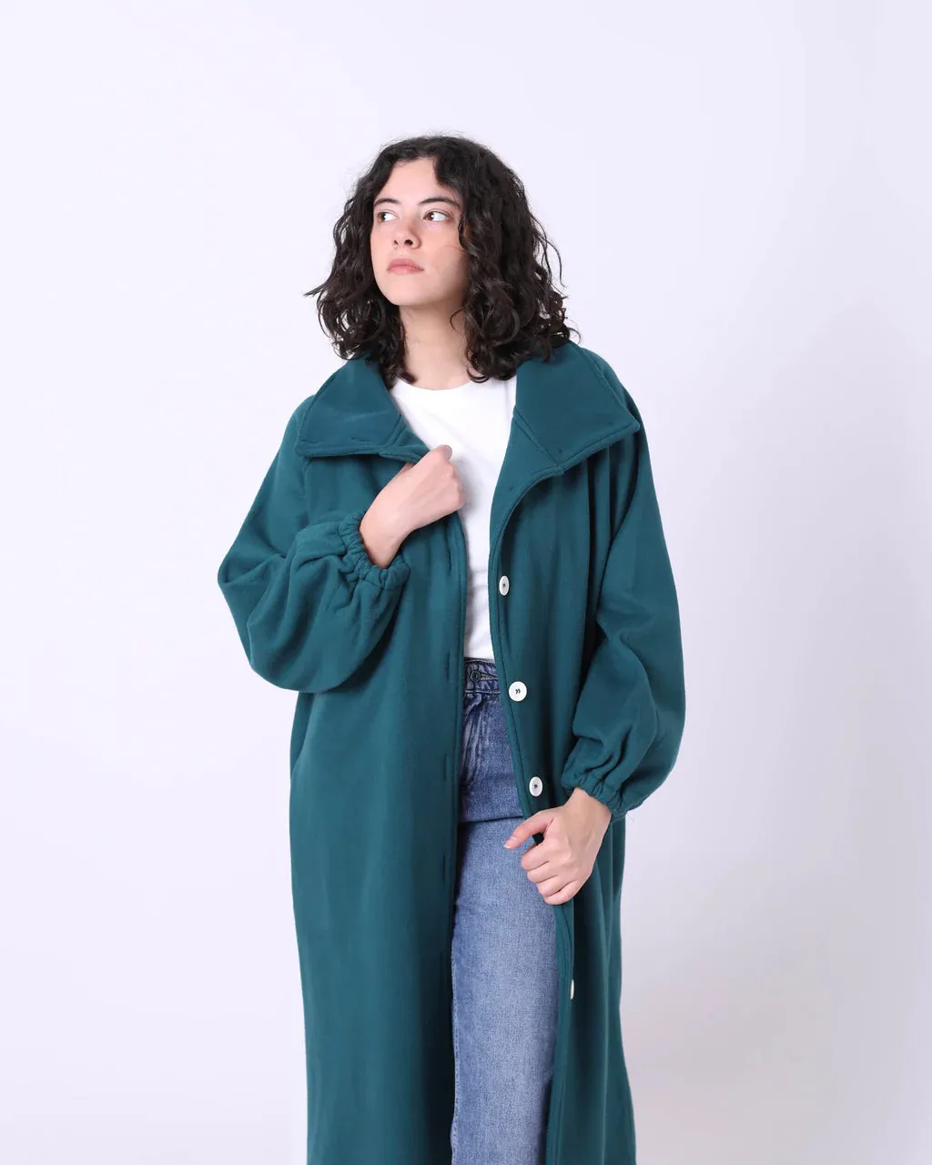 Buttons Long Coat (W718) - Just4Women