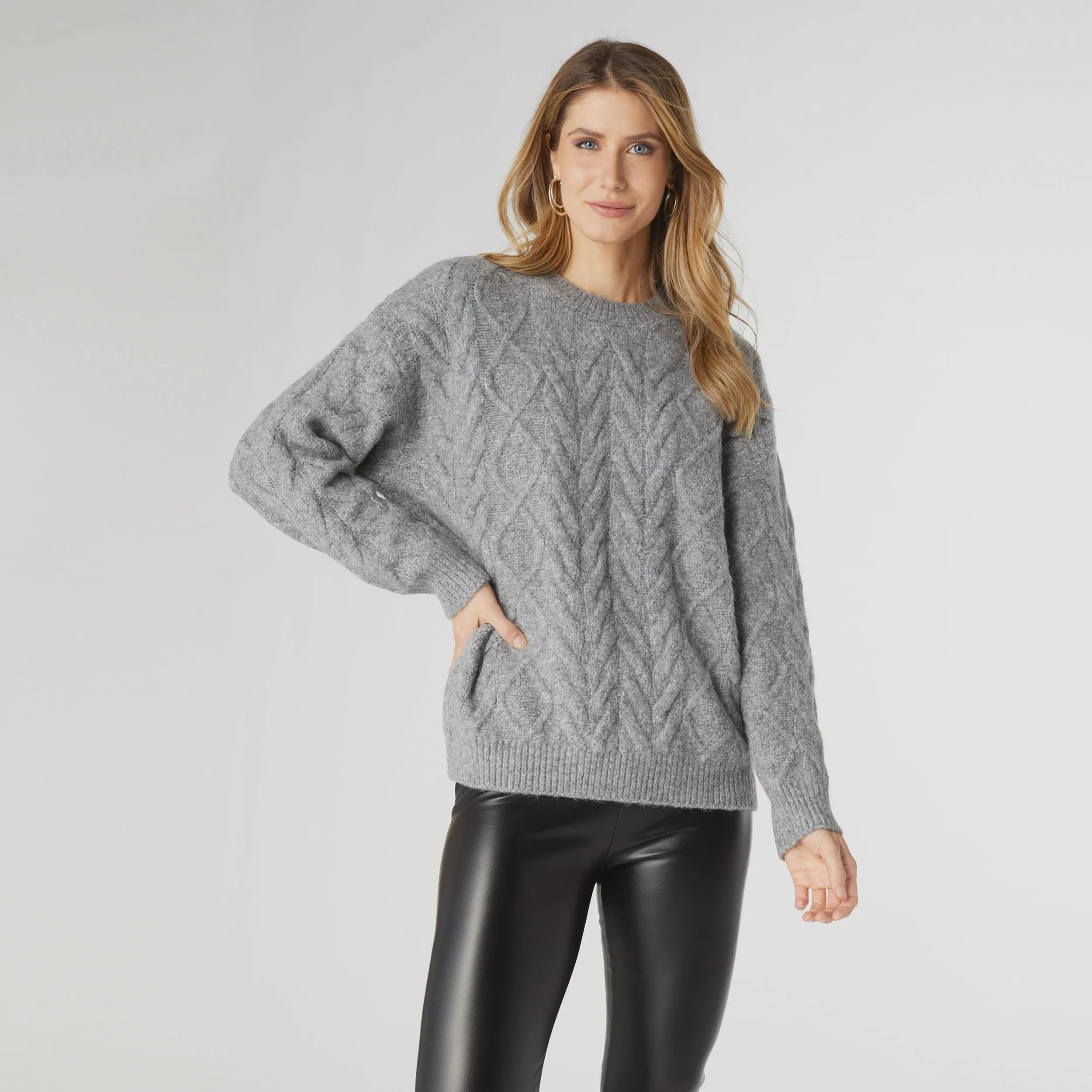 Casper Cable Knit Sweater | Light Heather Grey