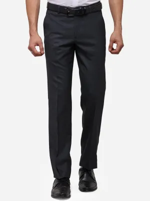 Dark Grey Slim Fit Solid Formal Trouser | Metal