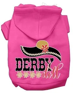 Derby Doll Screen Print Dog Hoodies in Many Colors