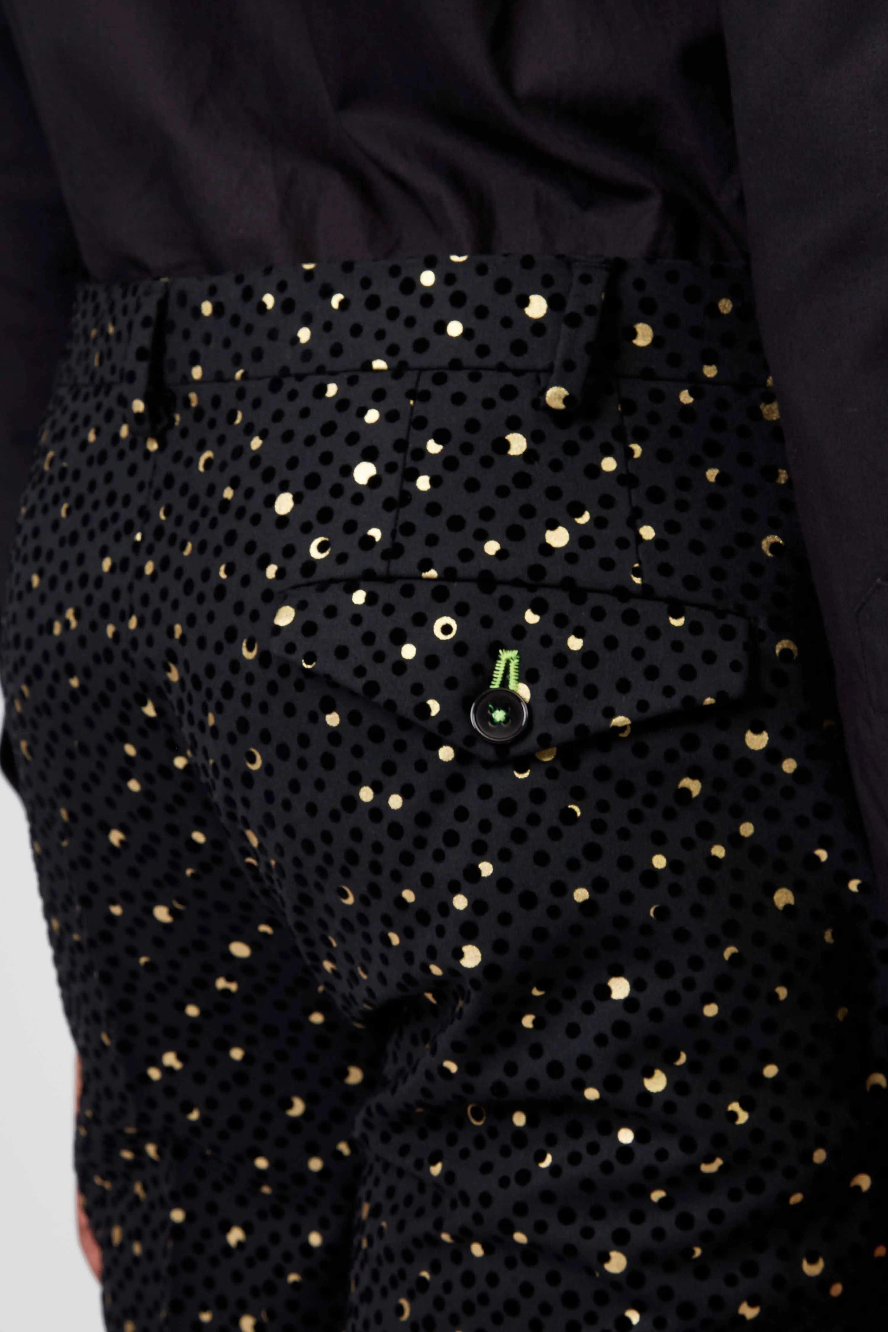 Farrow Skinny Fit Black Polka Dot Tuxedo Trousers