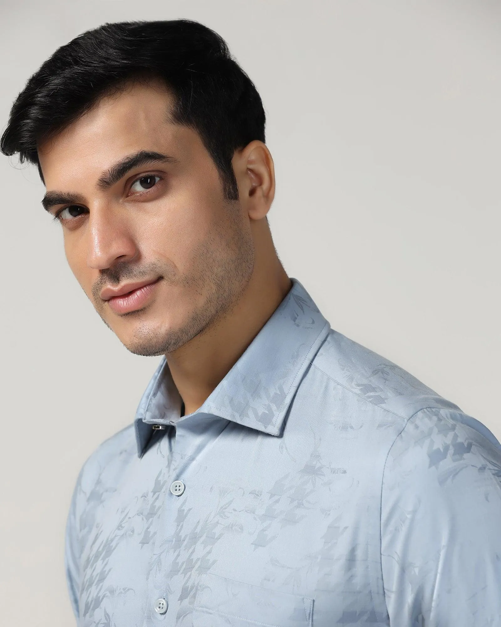 Formal Blue Printed Shirt - Jacob