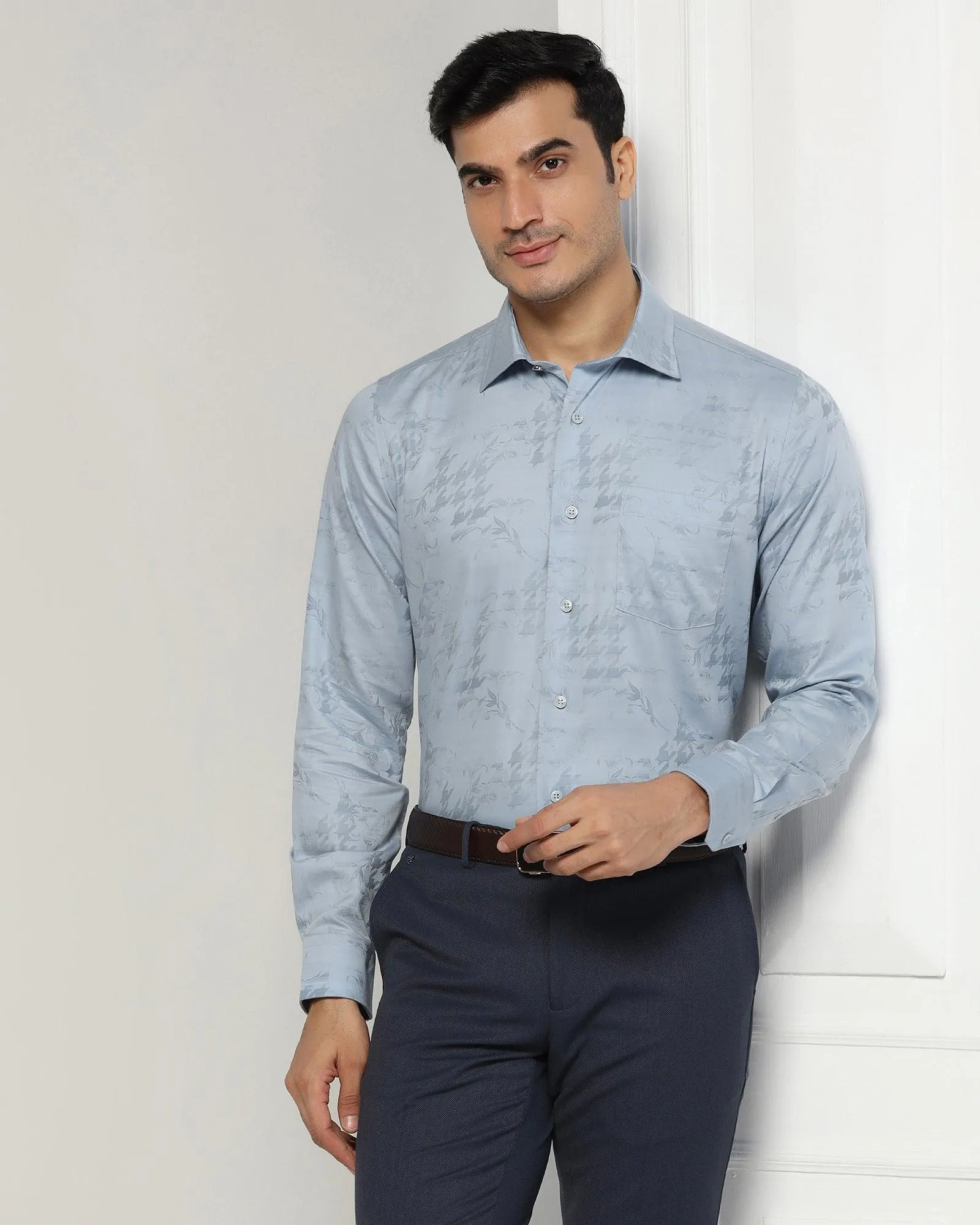 Formal Blue Printed Shirt - Jacob