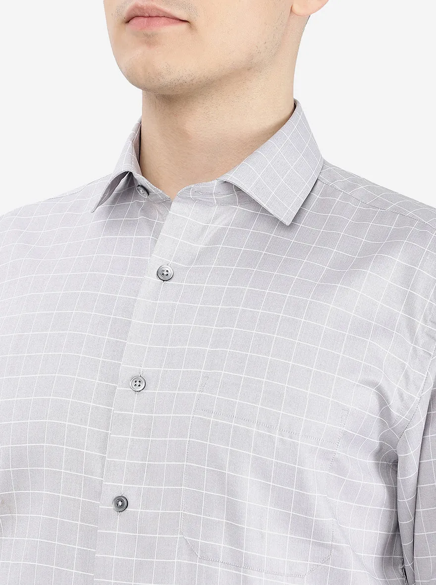 Grey Checked Regular Fit Formal Shirt | Greenfibre