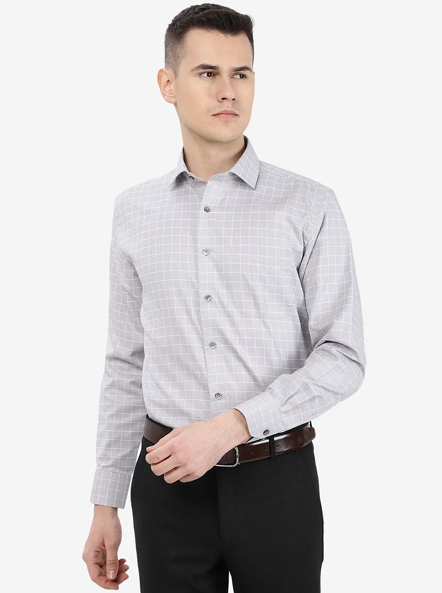 Grey Checked Regular Fit Formal Shirt | Greenfibre