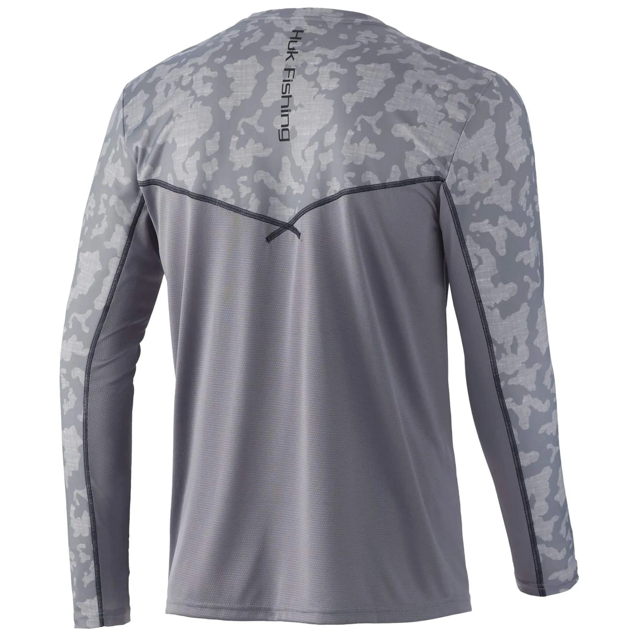 HUK Icon X Running Lakes Long Sleeve Top Overcast Light Grey