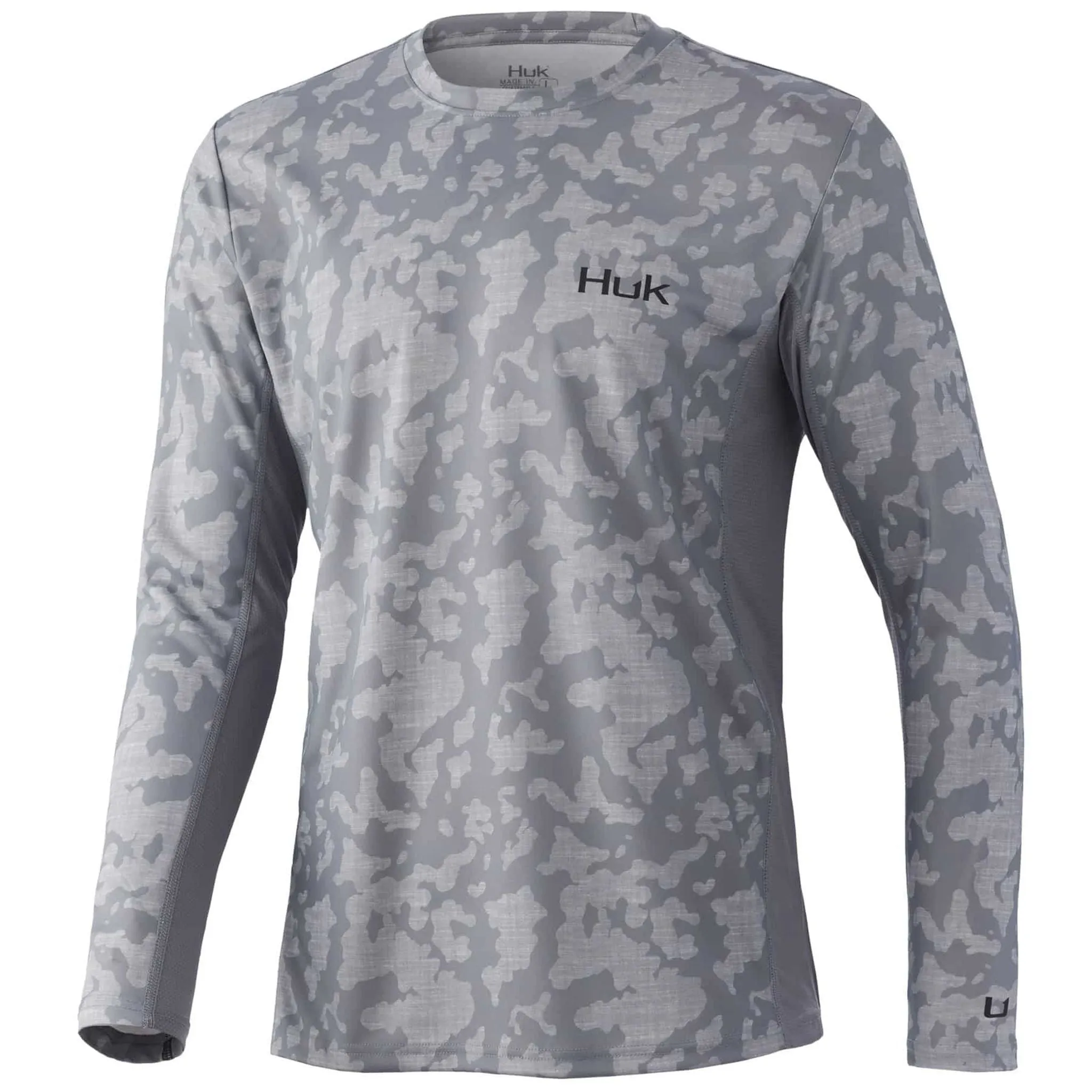 HUK Icon X Running Lakes Long Sleeve Top Overcast Light Grey