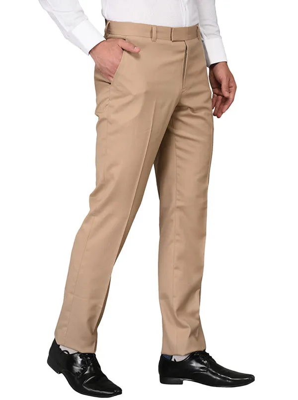 JadeBlue Beige Slim Fit Formal Trouser