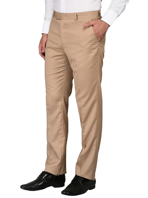 JadeBlue Beige Slim Fit Formal Trouser