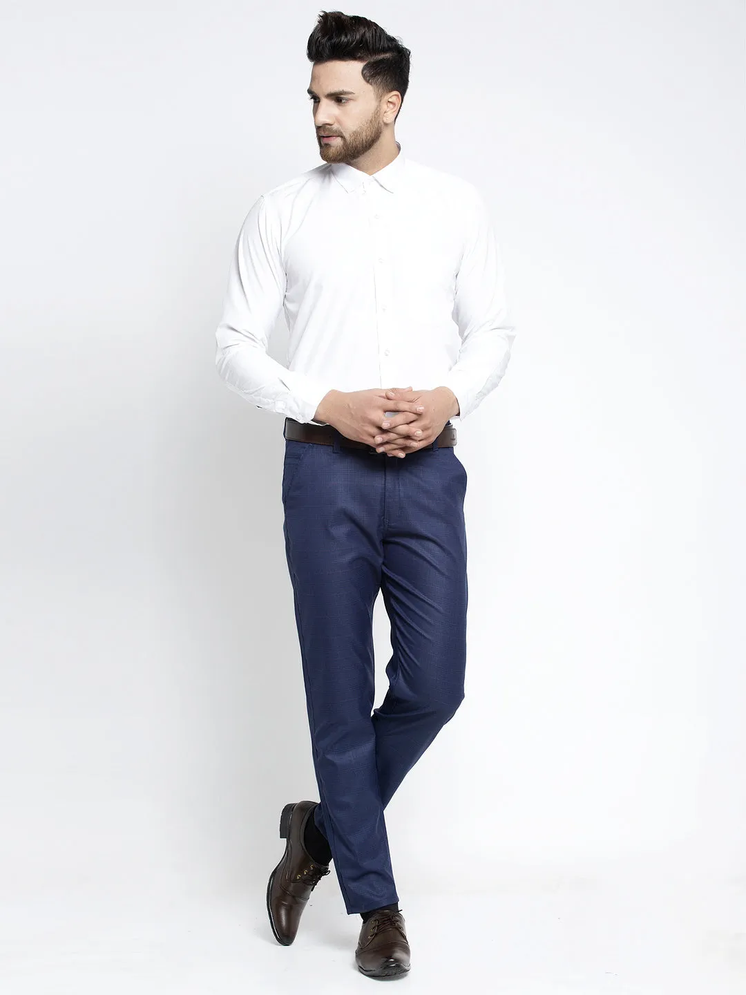 Jashvi Men's Blue Formal Trousers