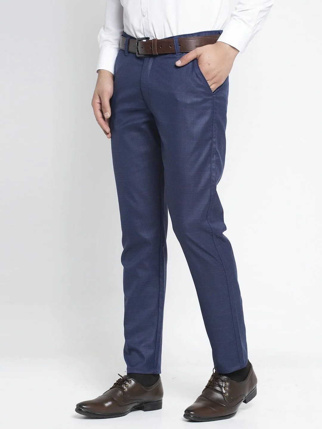 Jashvi Men's Blue Formal Trousers