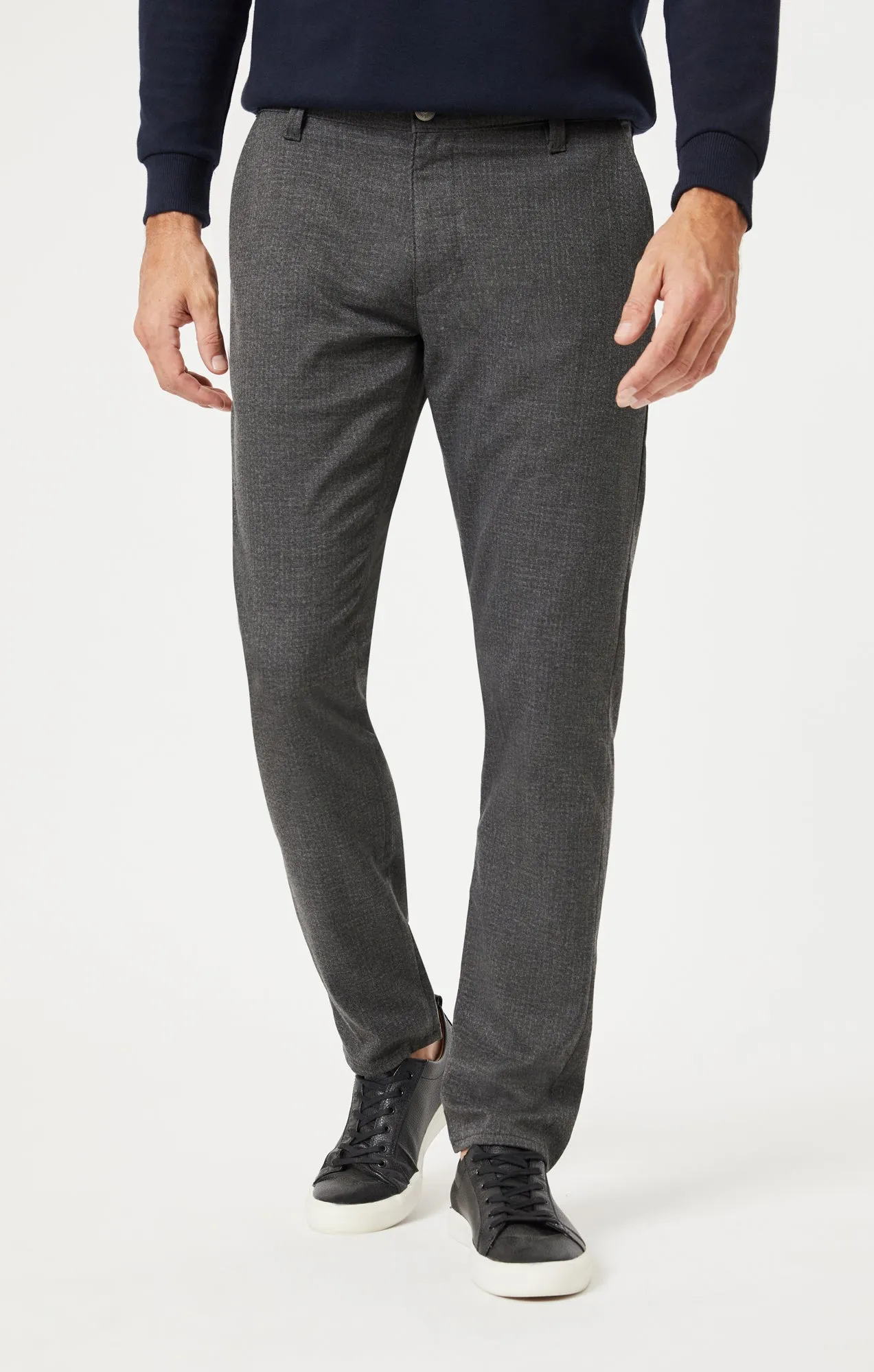 JOHNNY SLIM LEG CHINO IN CHARCOAL FEATHER TWEED