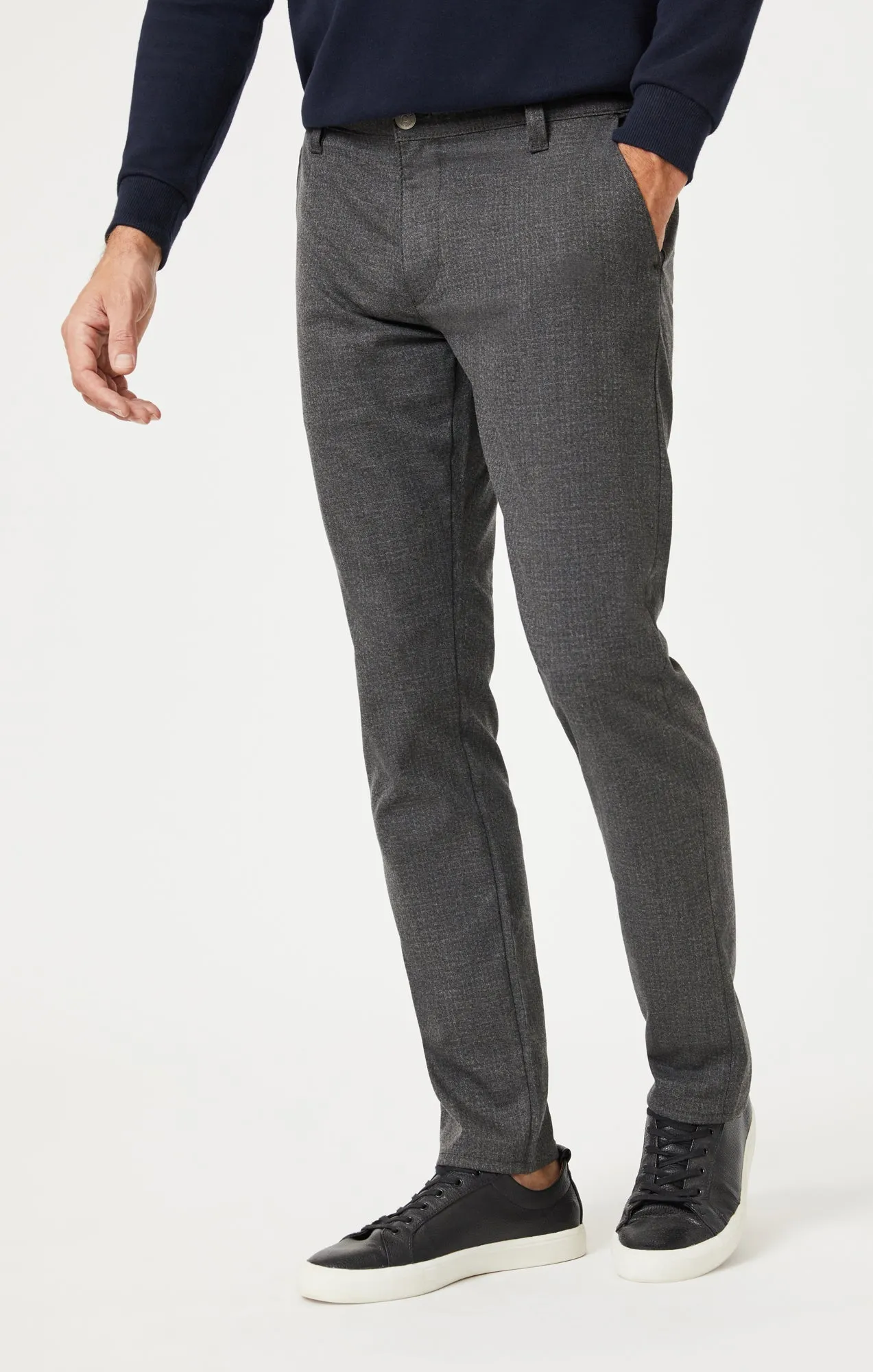 JOHNNY SLIM LEG CHINO IN CHARCOAL FEATHER TWEED