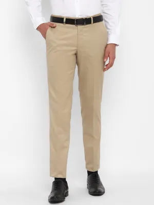 Khaki Solid Slim Fit Trouser