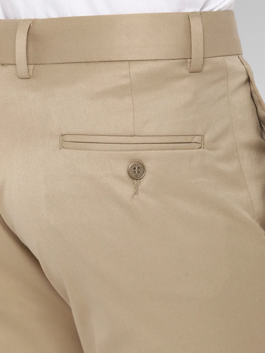 Khaki Solid Slim Fit Trouser