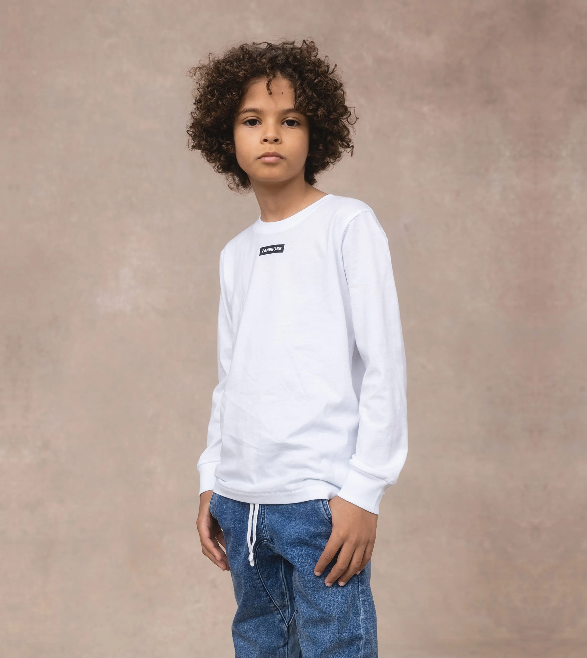 Kids Box LS Tee White