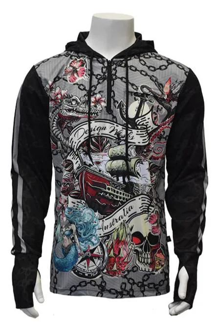 Long Sleeve UPF50  Hoodie - Tattoo