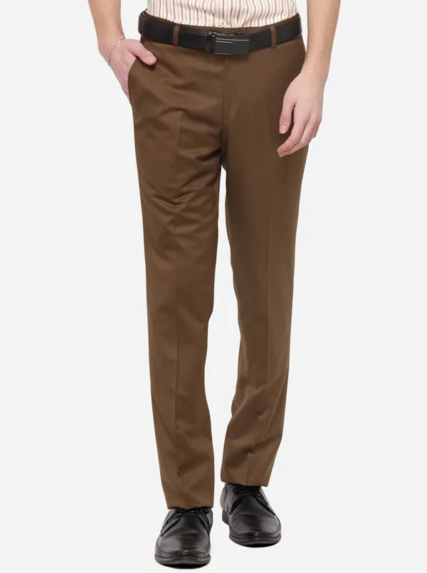 Mahendi Solid Slim Fit Formal Trouser | Metal