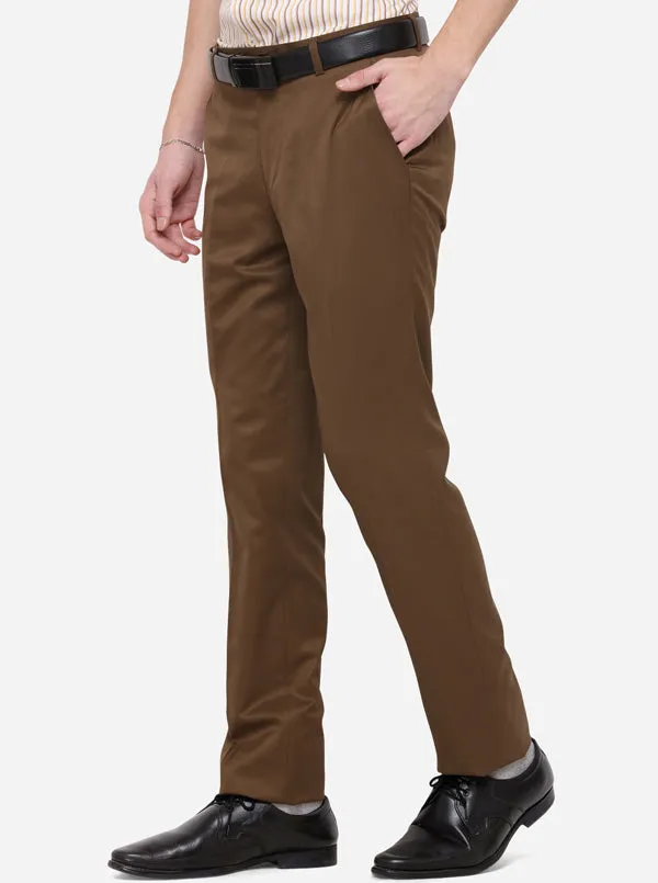 Mahendi Solid Slim Fit Formal Trouser | Metal