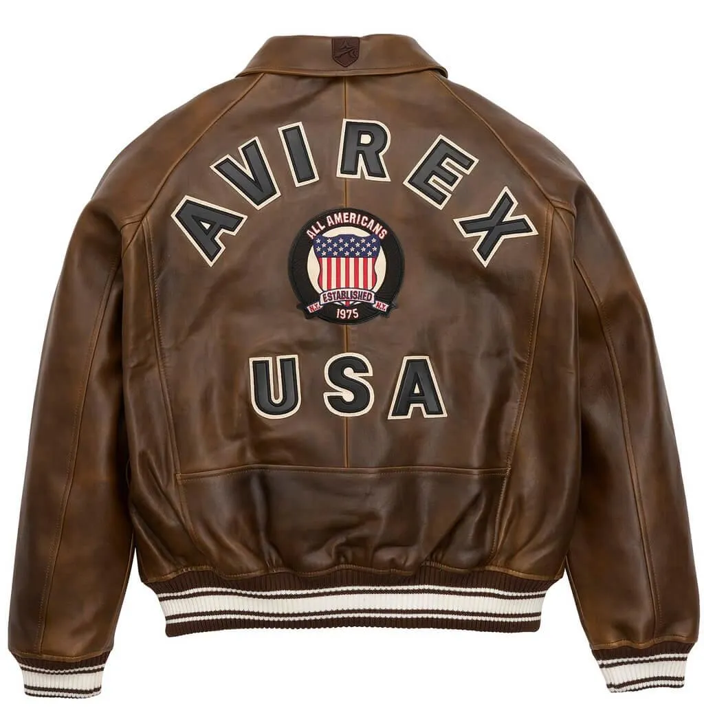 Mens Avirex Icon Brown Leather Jacket