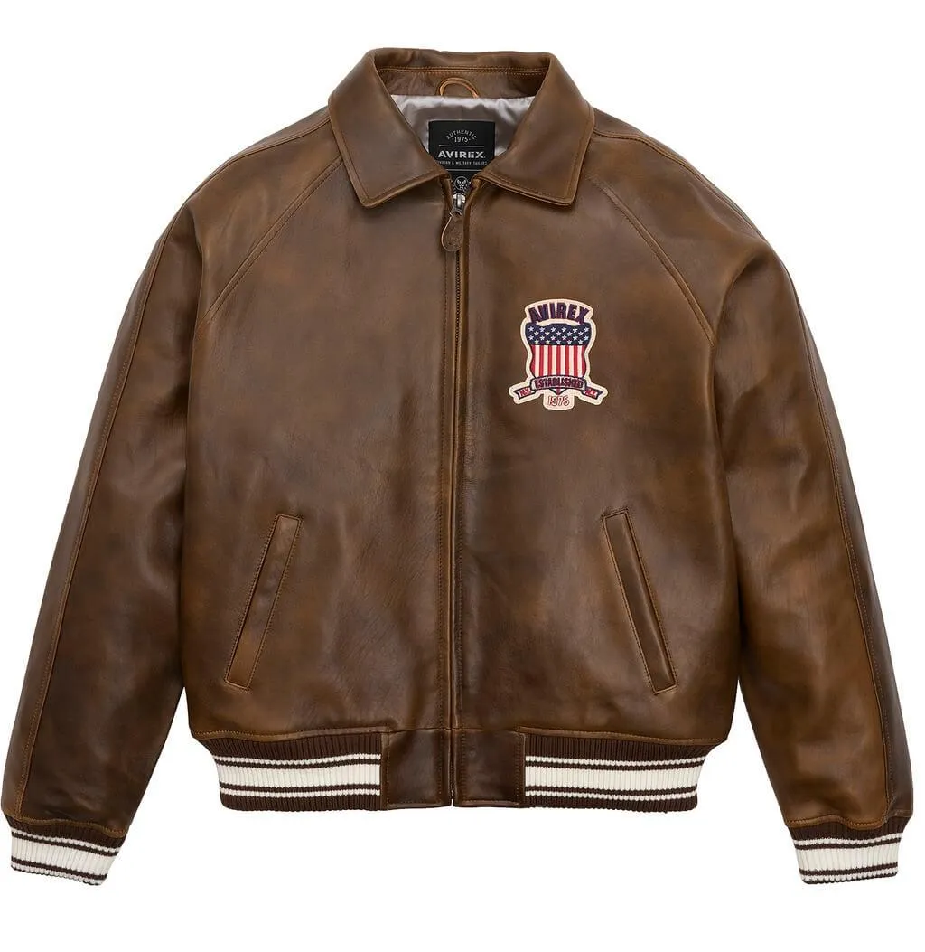 Mens Avirex Icon Brown Leather Jacket