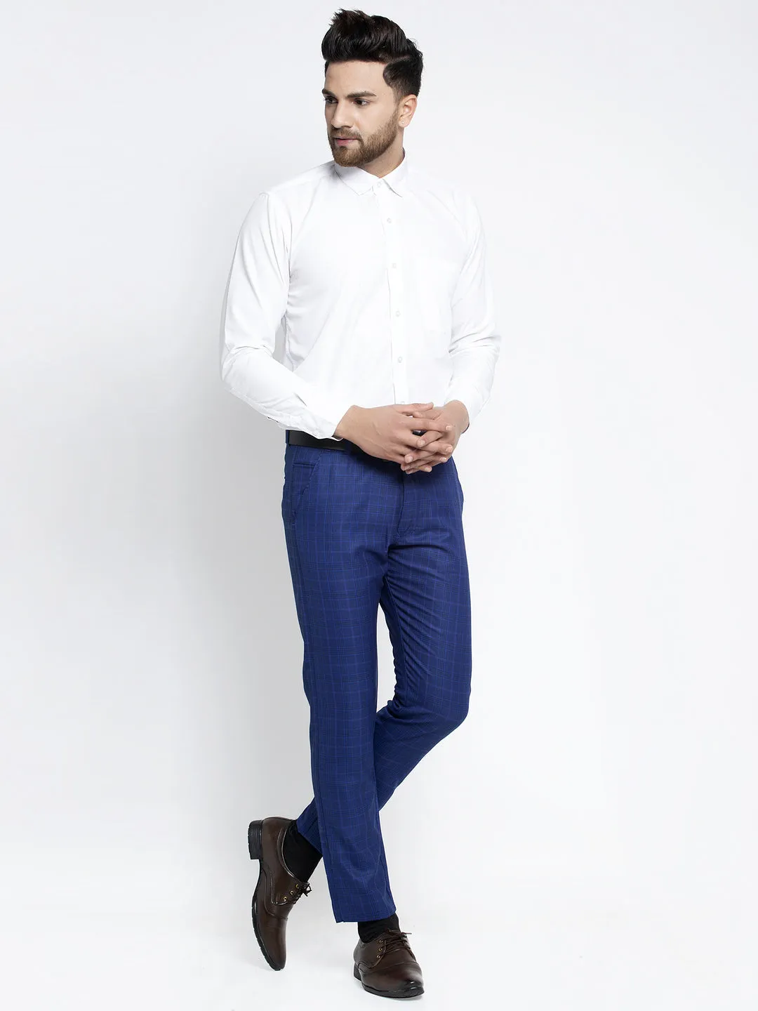 Men's Blue Formal Trousers ( FGP 261Blue ) - Jainish