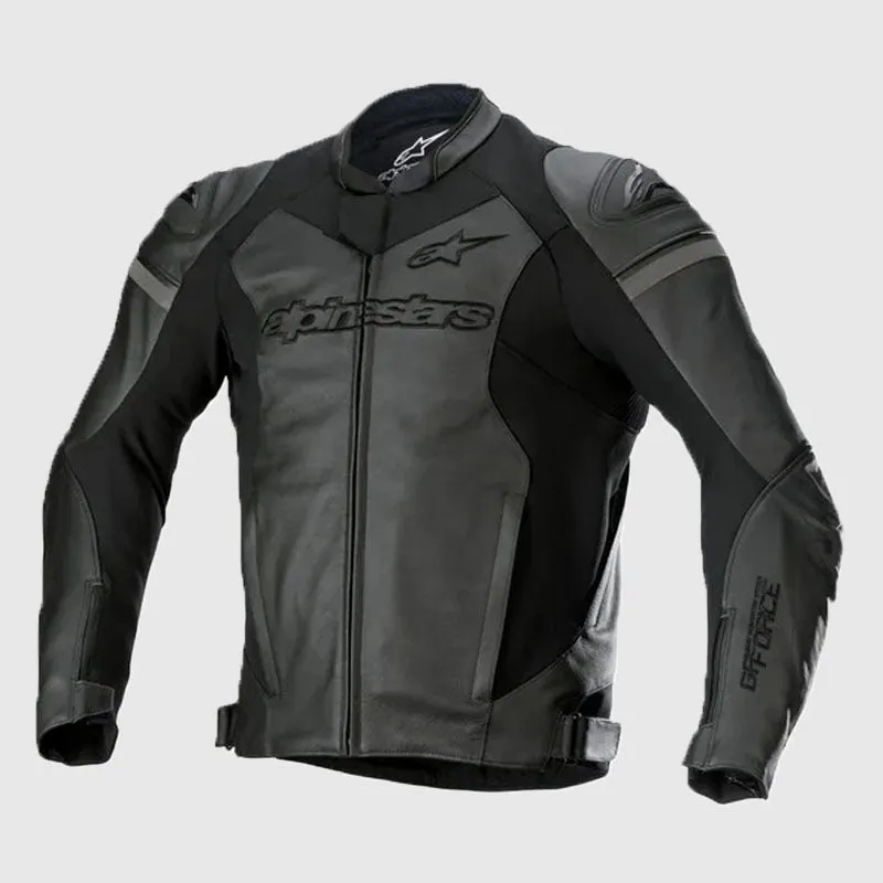 New Premium quality Alpine stars GP Force Black Mens Leather Jacket