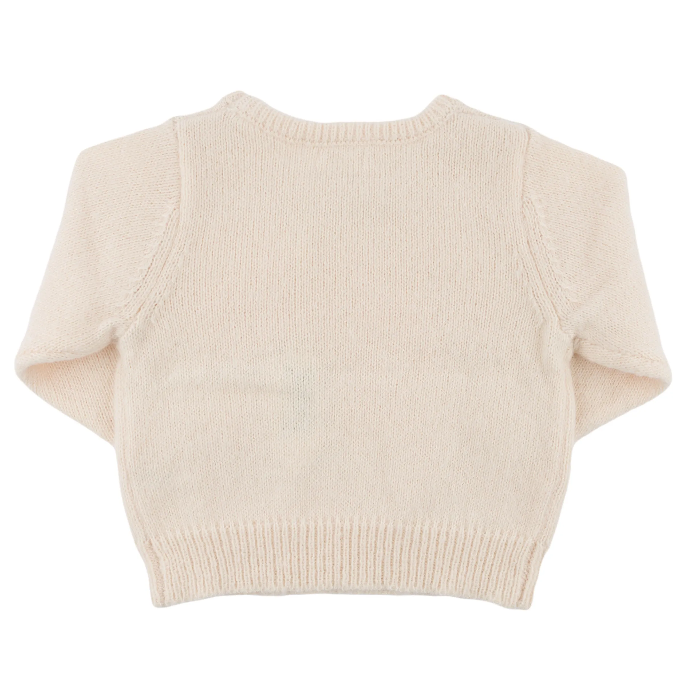 oh baby! Crew Neck Sweater - Baby Pink Bow - Cream