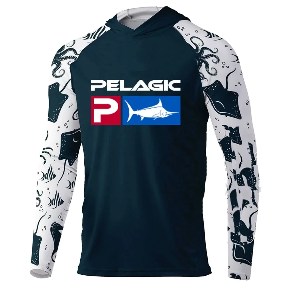 Pelagic Fishing Shirt Hooded Large Size Uv Protection Man Outdoor Camouflage Moisture Wicking Jersey Pelagic Fishing Apparel top