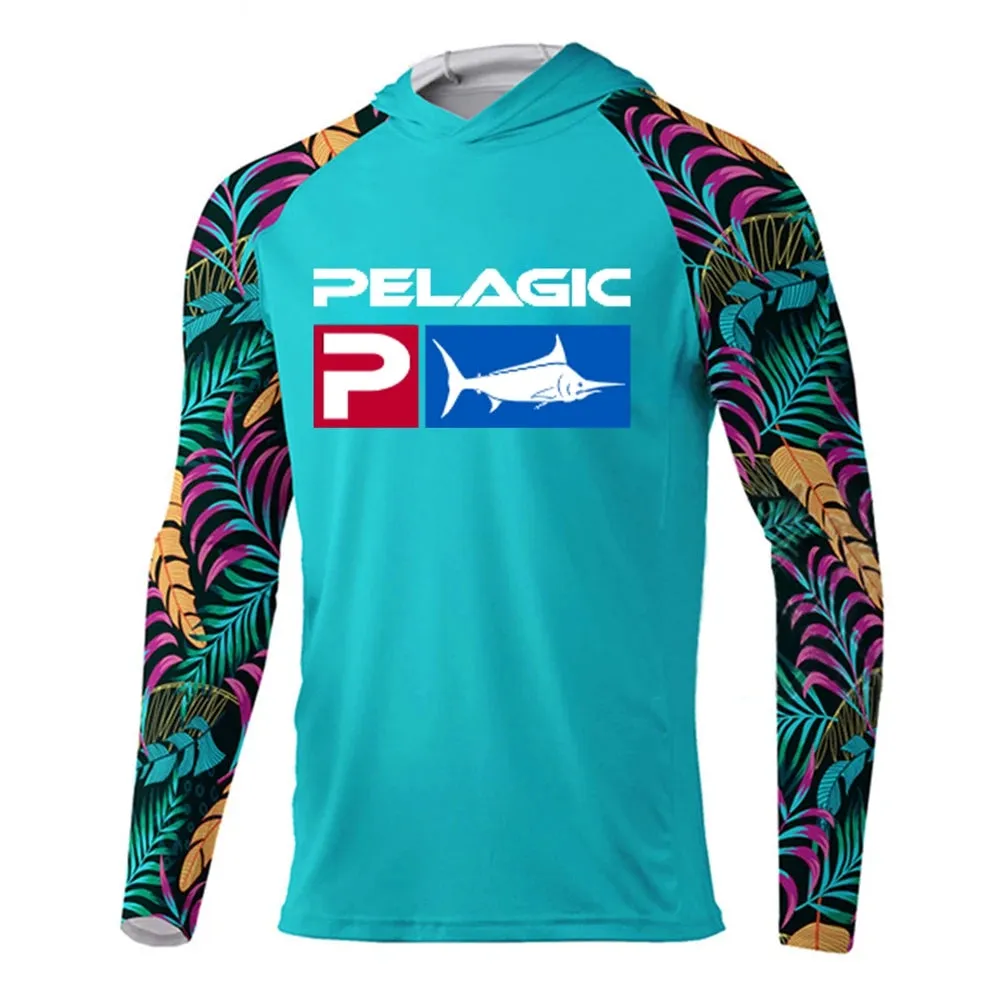 Pelagic Fishing Shirt Hooded Large Size Uv Protection Man Outdoor Camouflage Moisture Wicking Jersey Pelagic Fishing Apparel top