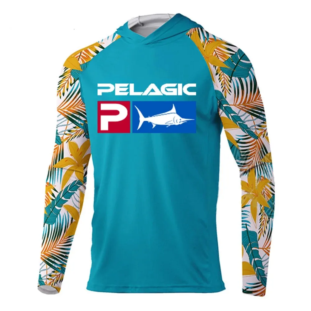 Pelagic Fishing Shirt Hooded Large Size Uv Protection Man Outdoor Camouflage Moisture Wicking Jersey Pelagic Fishing Apparel top