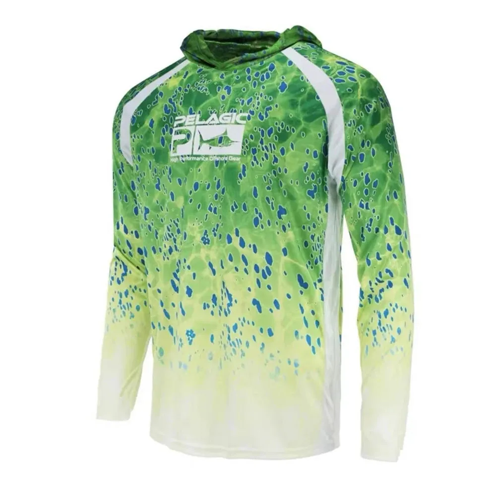 Pelagic Fishing Shirt Hooded Large Size Uv Protection Man Outdoor Camouflage Moisture Wicking Jersey Pelagic Fishing Apparel top