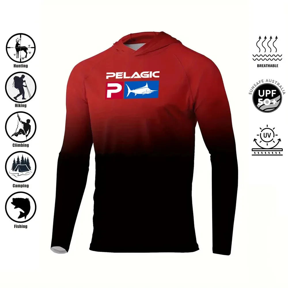 Pelagic Fishing Shirt Hooded Large Size Uv Protection Man Outdoor Camouflage Moisture Wicking Jersey Pelagic Fishing Apparel top