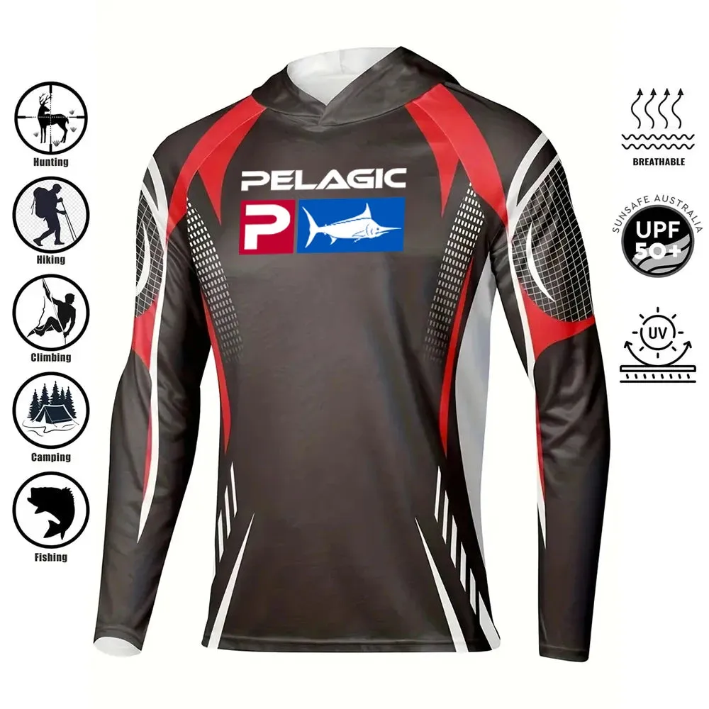 Pelagic Fishing Shirt Hooded Large Size Uv Protection Man Outdoor Camouflage Moisture Wicking Jersey Pelagic Fishing Apparel top