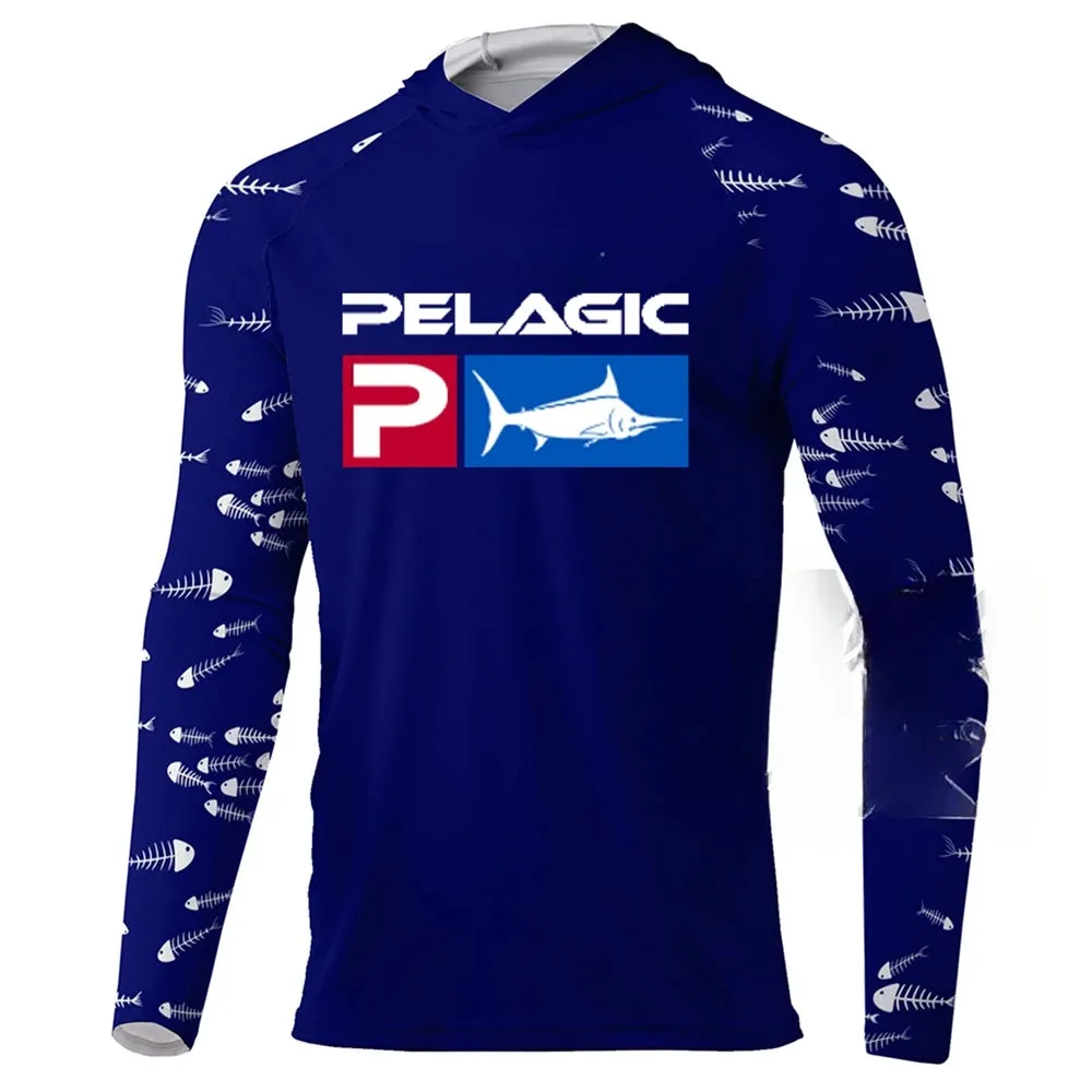 Pelagic Fishing Shirt Hooded Large Size Uv Protection Man Outdoor Camouflage Moisture Wicking Jersey Pelagic Fishing Apparel top