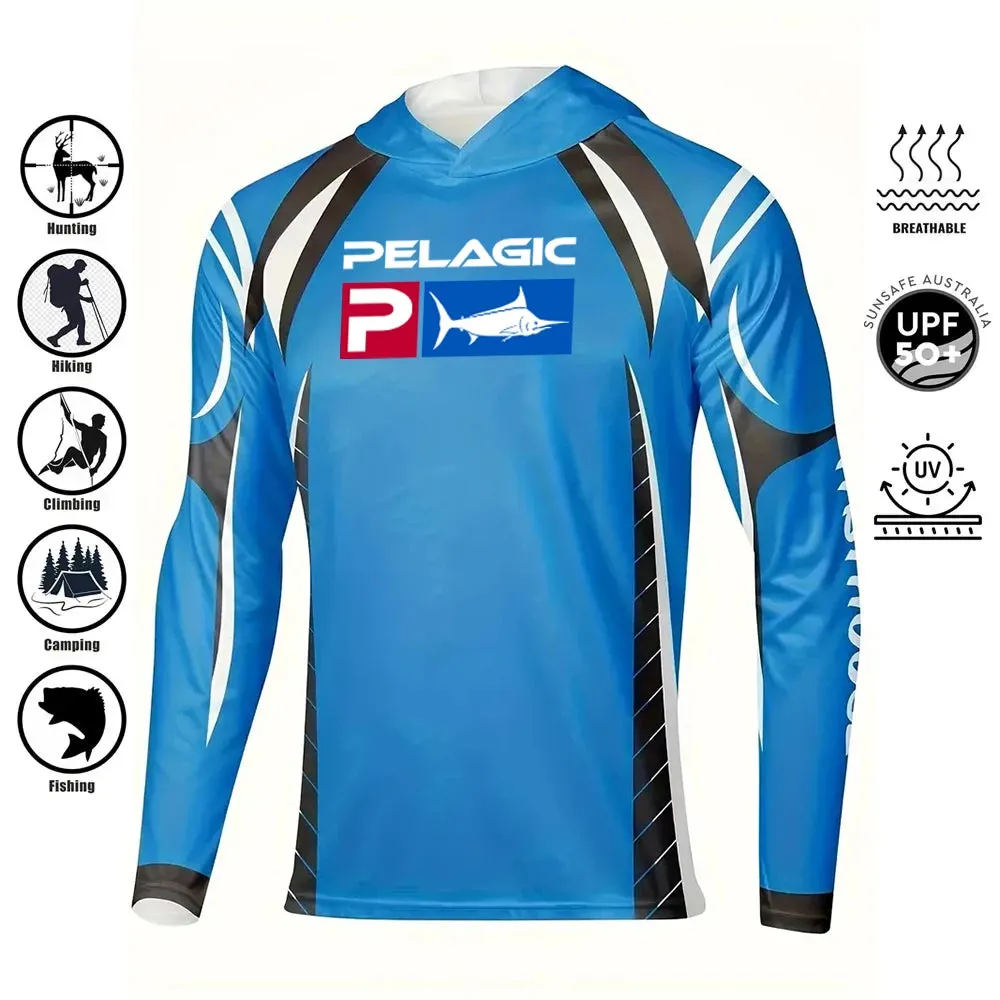 Pelagic Fishing Shirt Hooded Large Size Uv Protection Man Outdoor Camouflage Moisture Wicking Jersey Pelagic Fishing Apparel top