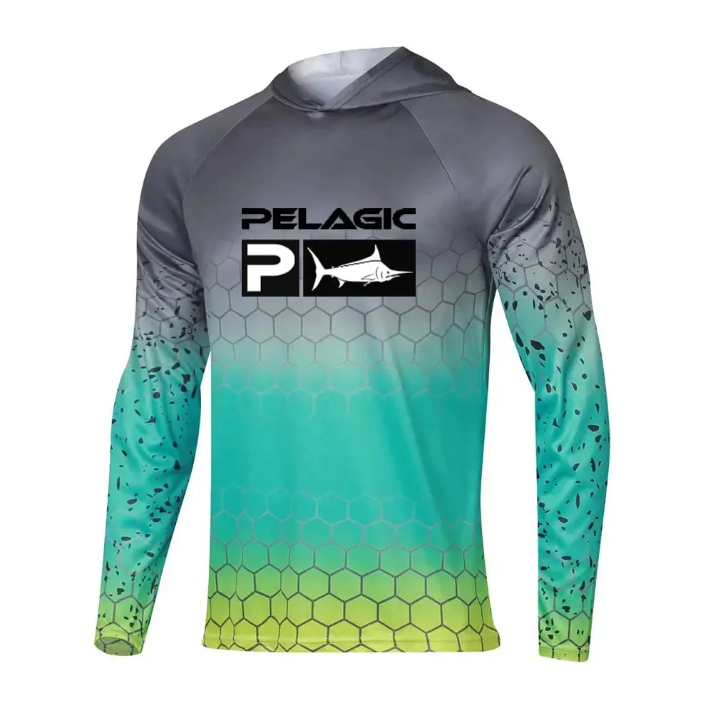 Pelagic Fishing Shirt Hooded Large Size Uv Protection Man Outdoor Camouflage Moisture Wicking Jersey Pelagic Fishing Apparel top