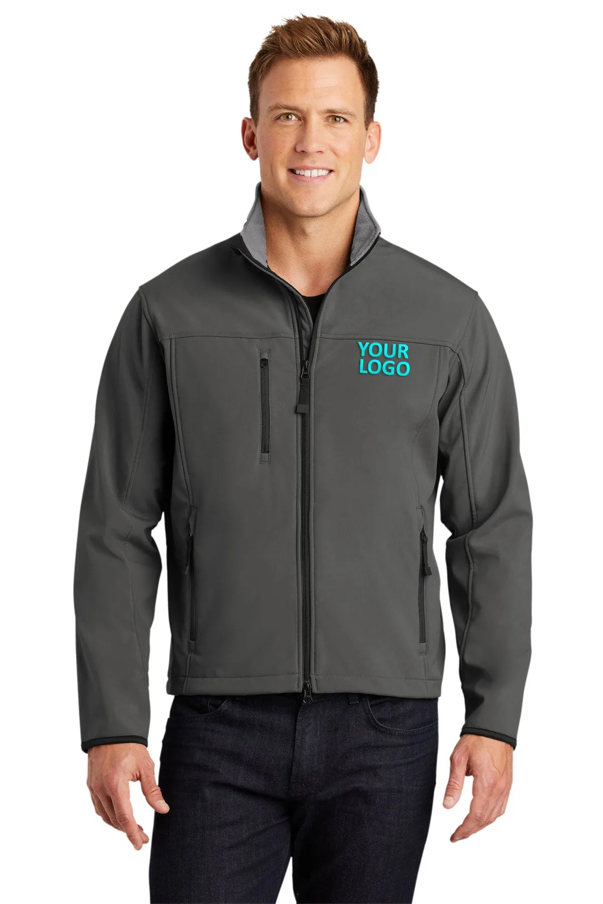 Port Authority Tall Glacier Customized Soft Shell Jackets, Smoke Grey/ Chrome