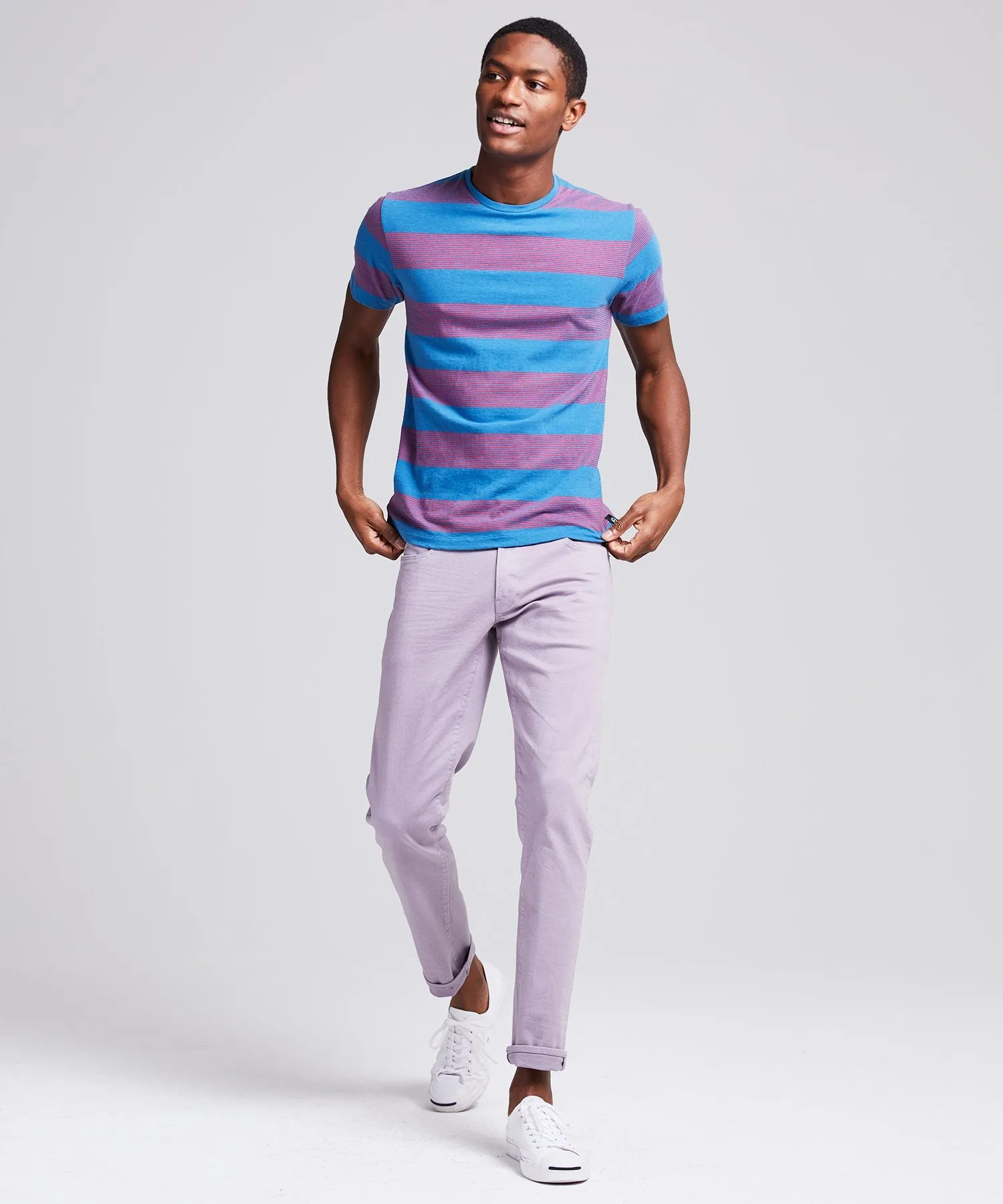 Portuguese Bold Micro Stripe Tee in Blue