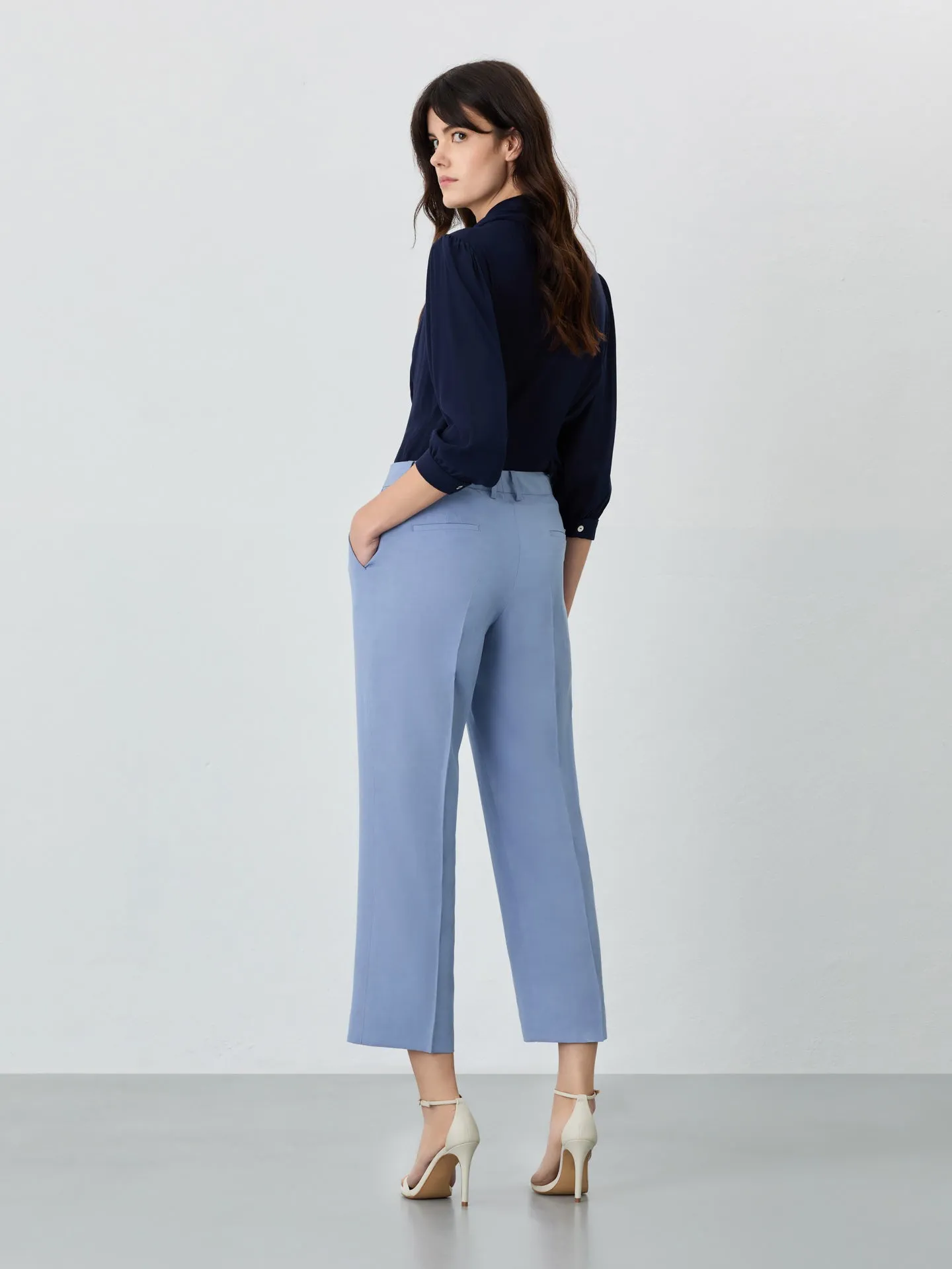 Regular Fit Suit Trousers In Tencel Linen Blend