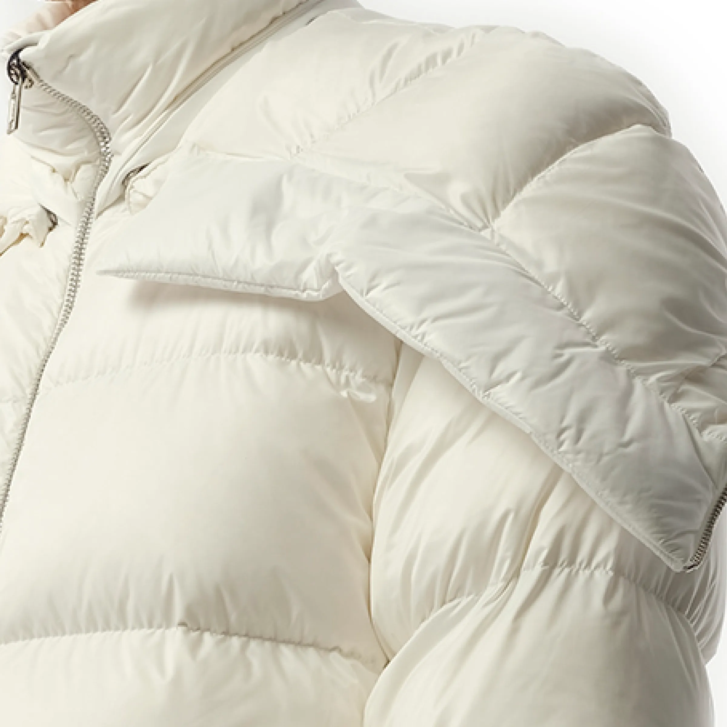 Rick Owens x Moncler Hooded Cyclopic Coat in Milk