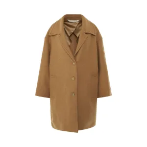 Round Logo Coat in Beige/White