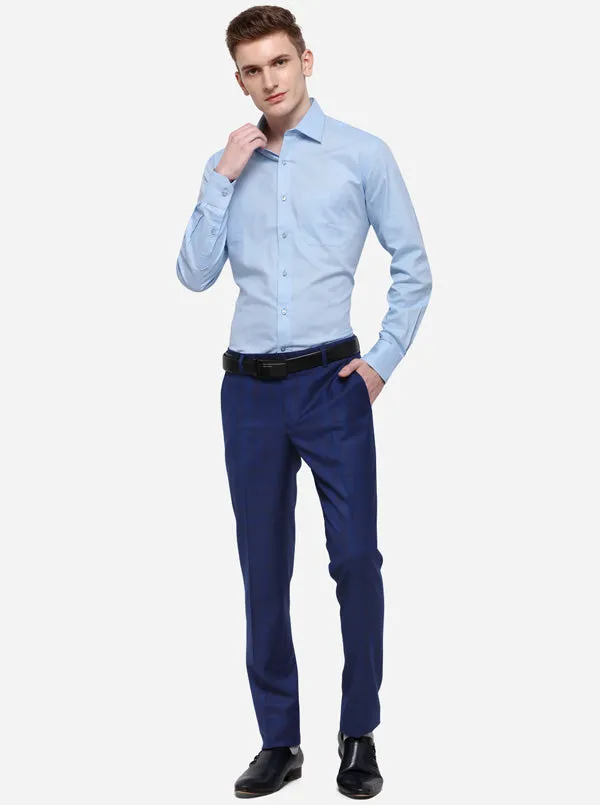 Royal Blue Checked Super Slim Fit Formal Trouser | JB Studio