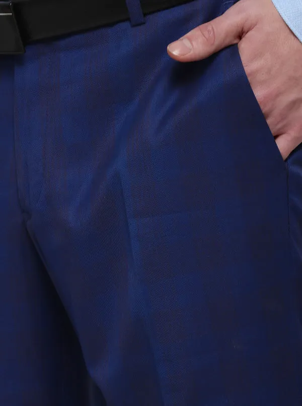 Royal Blue Checked Super Slim Fit Formal Trouser | JB Studio