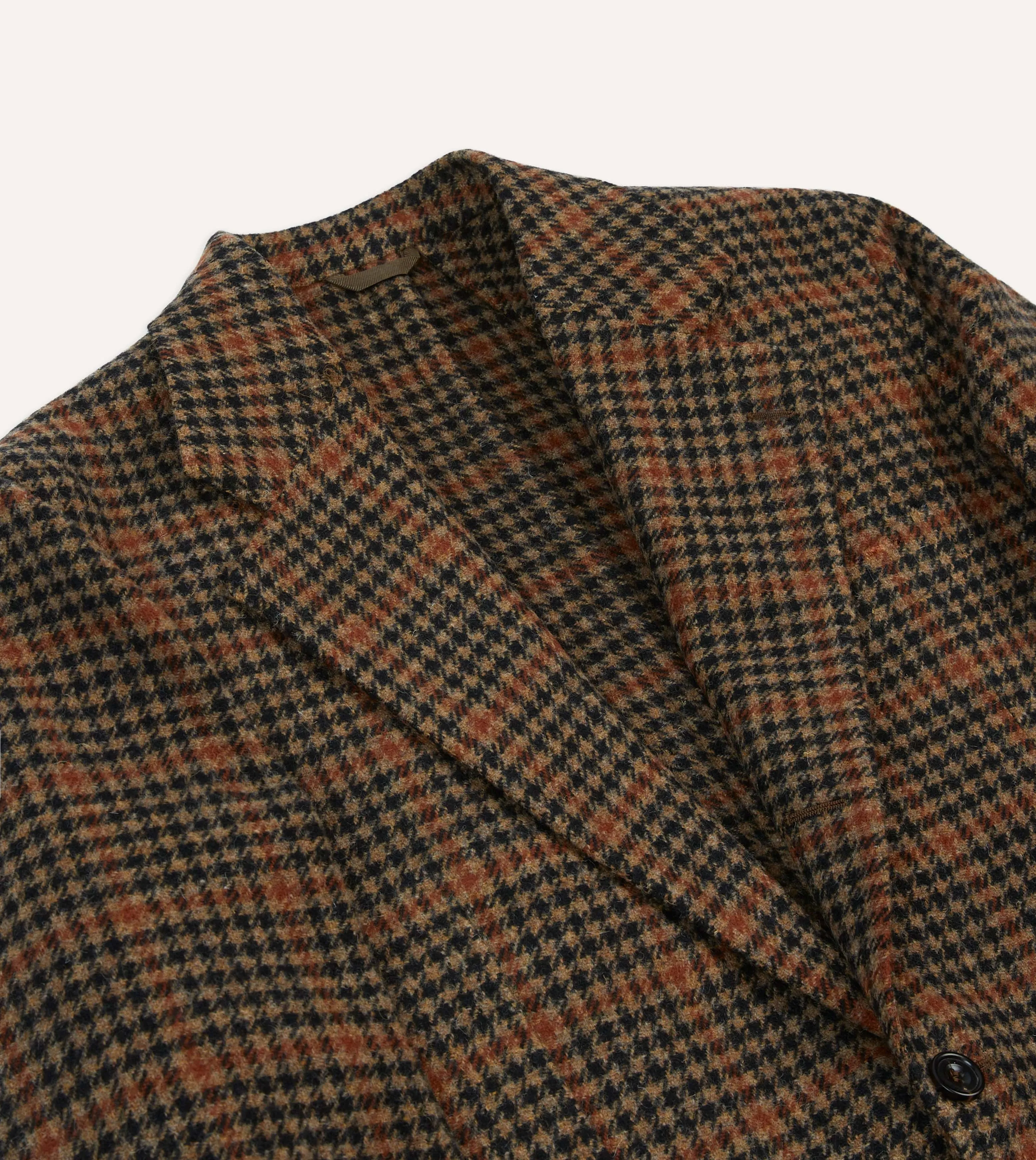 Rust Houndstooth Check Tweed Blazer